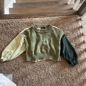 Green color block sweater